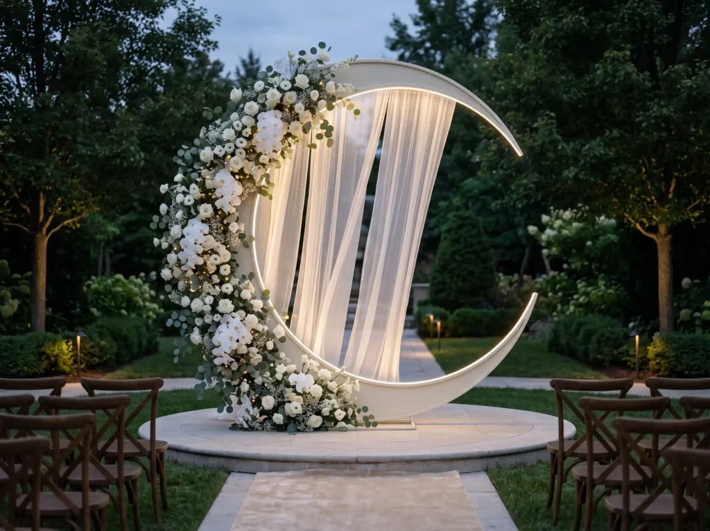Moonlit White Blossom Crescent Inspiration A sop Moonlit white blossom crescent arch