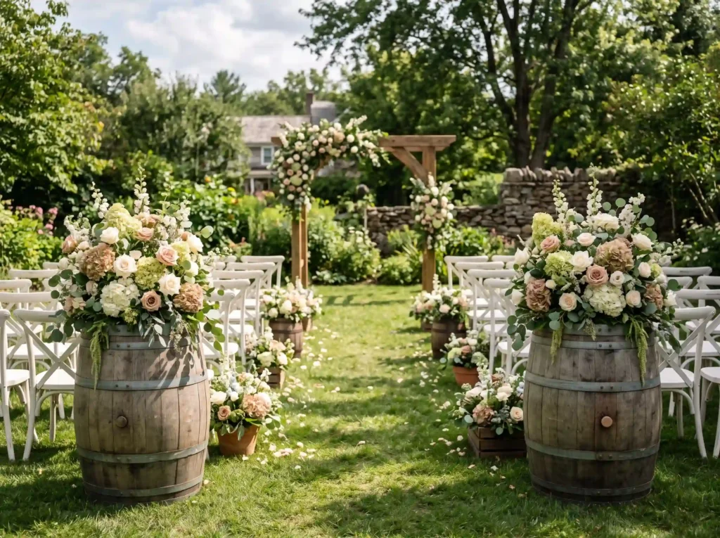 Rustic Barrel Garden Entrance Inspiration Drawin Barrel garden entrance rustic charm