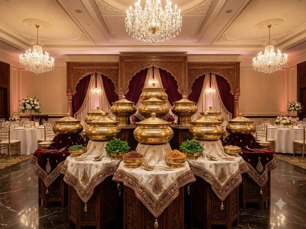 Biryani station with brass handis