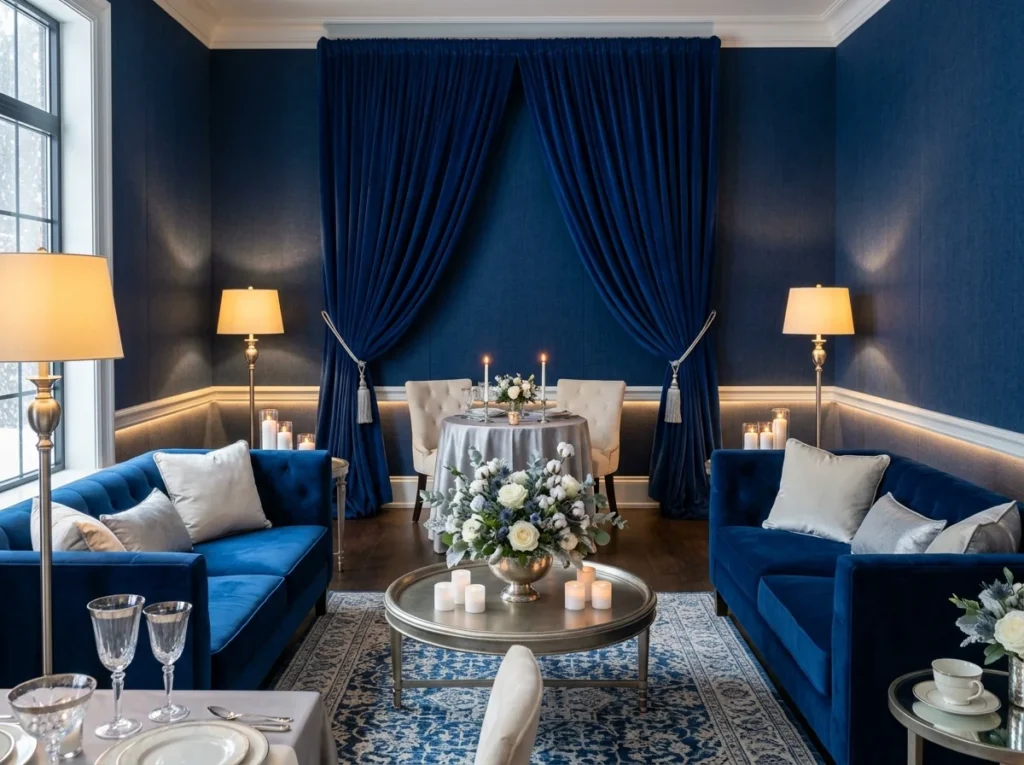 Blue Velvet Winter Lounge Inspiration Inspired b Winter lounge interior design