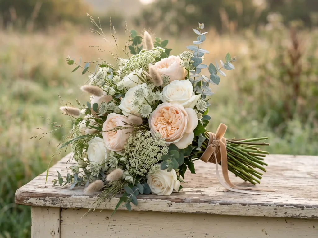 Champagne Meadow Whispers Inspiration This bouqu Bridal bouquet with meadow flowers
