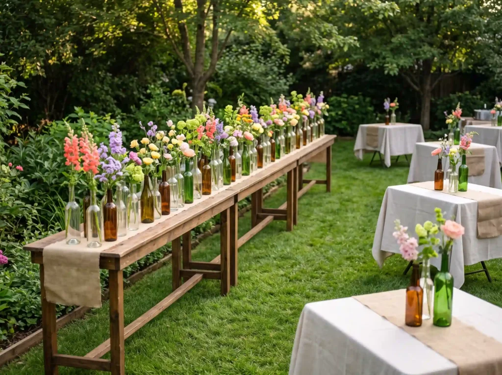 DIY Bottle Flower Bar Inspiration Inspired by th DIY bottle flower bar setup
