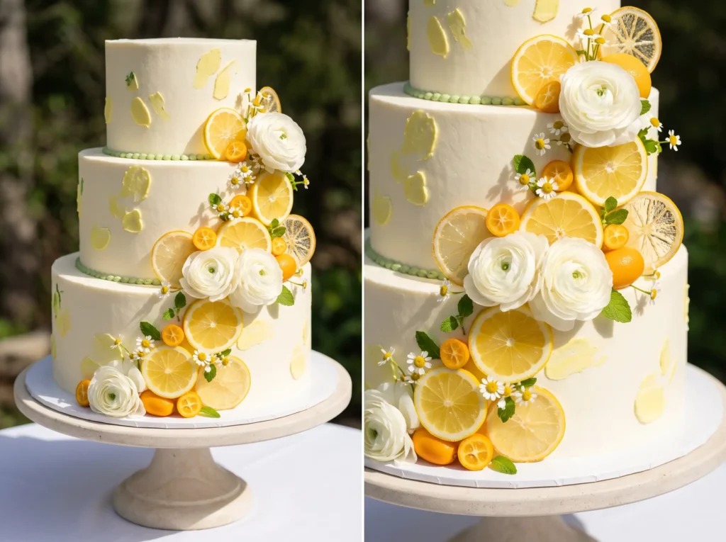 Floating Citrus Garden Cake Inspiration The play Citrus garden wedding cake K