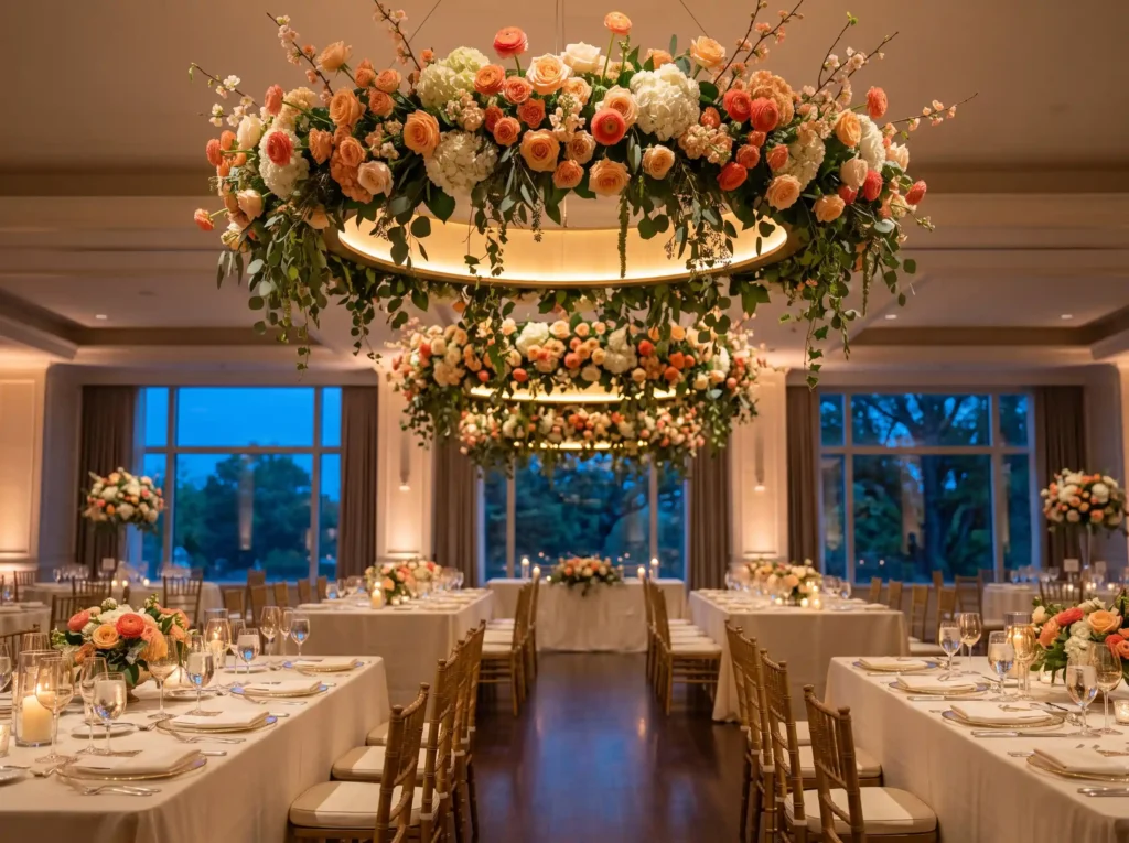 Peach Blossom Chandelier Inspiration Instead of Floral chandeliers hanging above… K