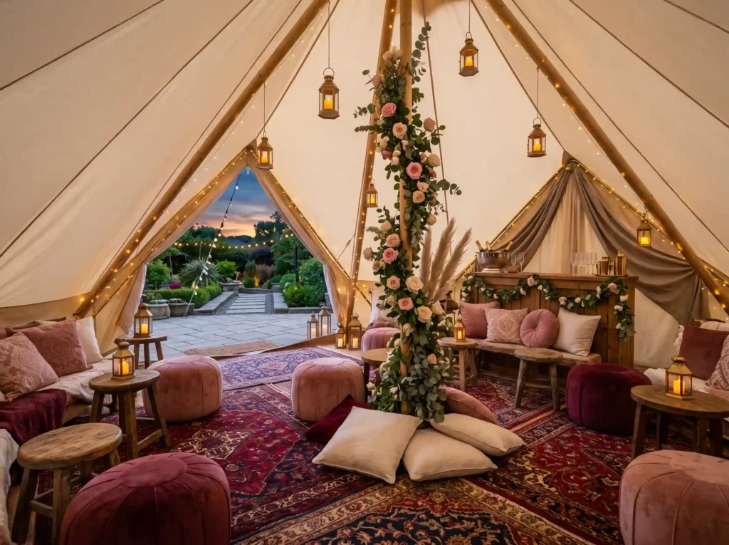 Romantic Draped Bell Tent Lounge Inspiration A c Wedding bell tent lounge K