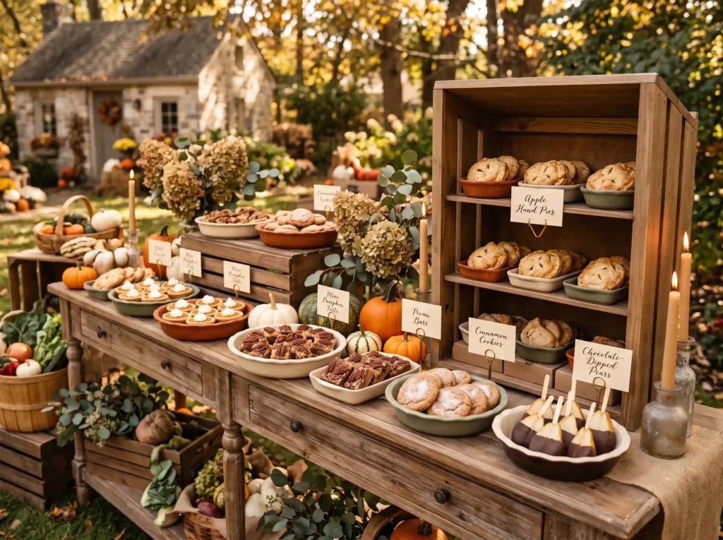 Rustic Pumpkin Tart Market Inspiration A petite Pumpkin tart dessert station dis…
