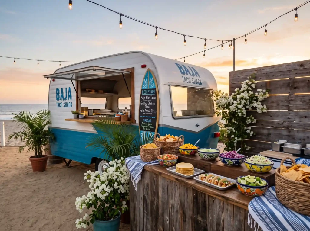 Baja Coastal Taco Shack Inspiration This breezy Coastal taco shack food station