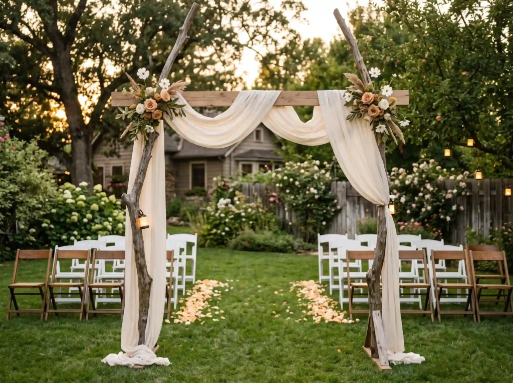 Draped Branch Arch Inspiration A fallen or natur Branch arch ceremony structure K