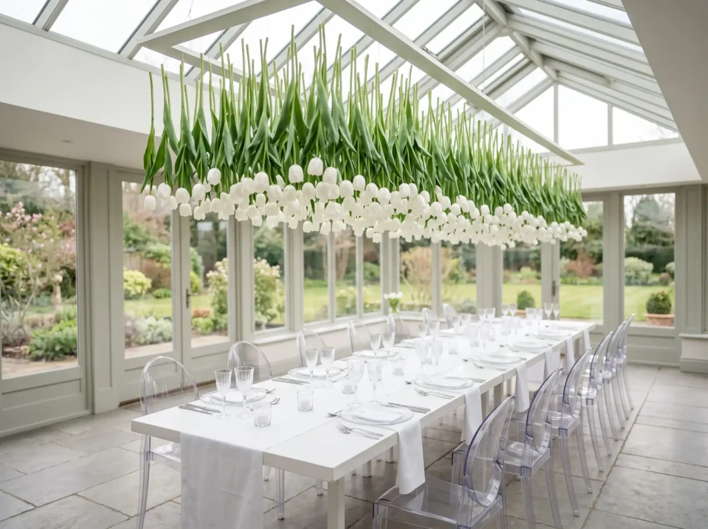 Floating White Tulip Garden Inspiration The dram Hanging white tulip garden insta…