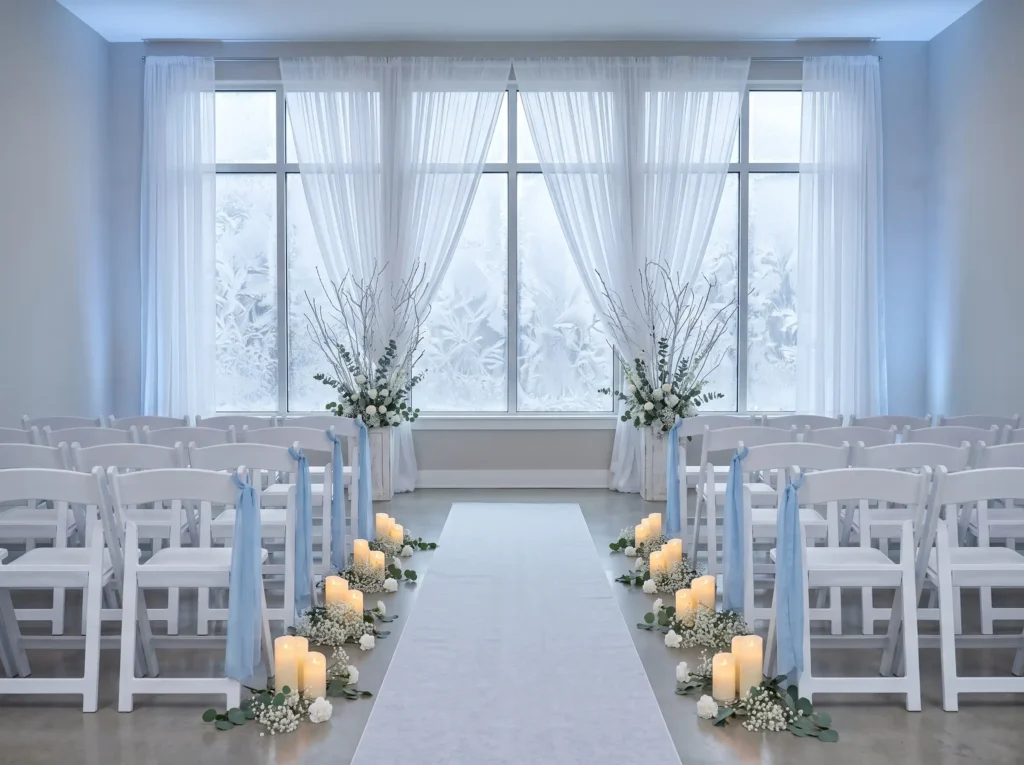 Frosted Window Aisle Inspiration This DIY look t Frosted window wedding aisle setup