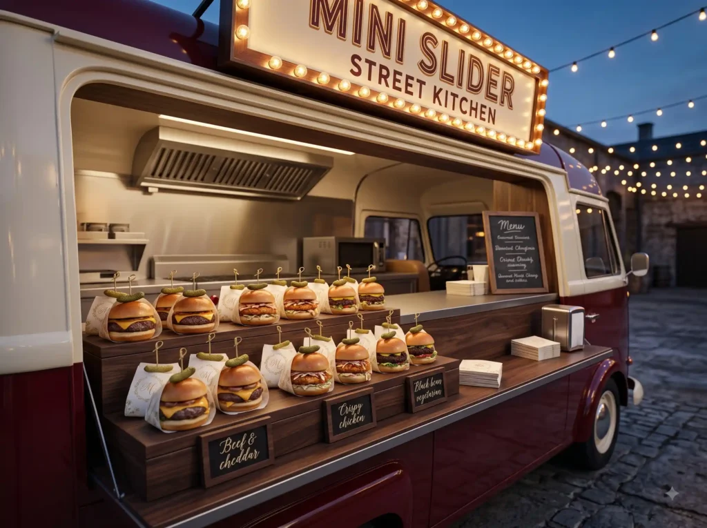Mini Slider Street Kitchen Inspiration A refined Mini sliders wedding reception d…