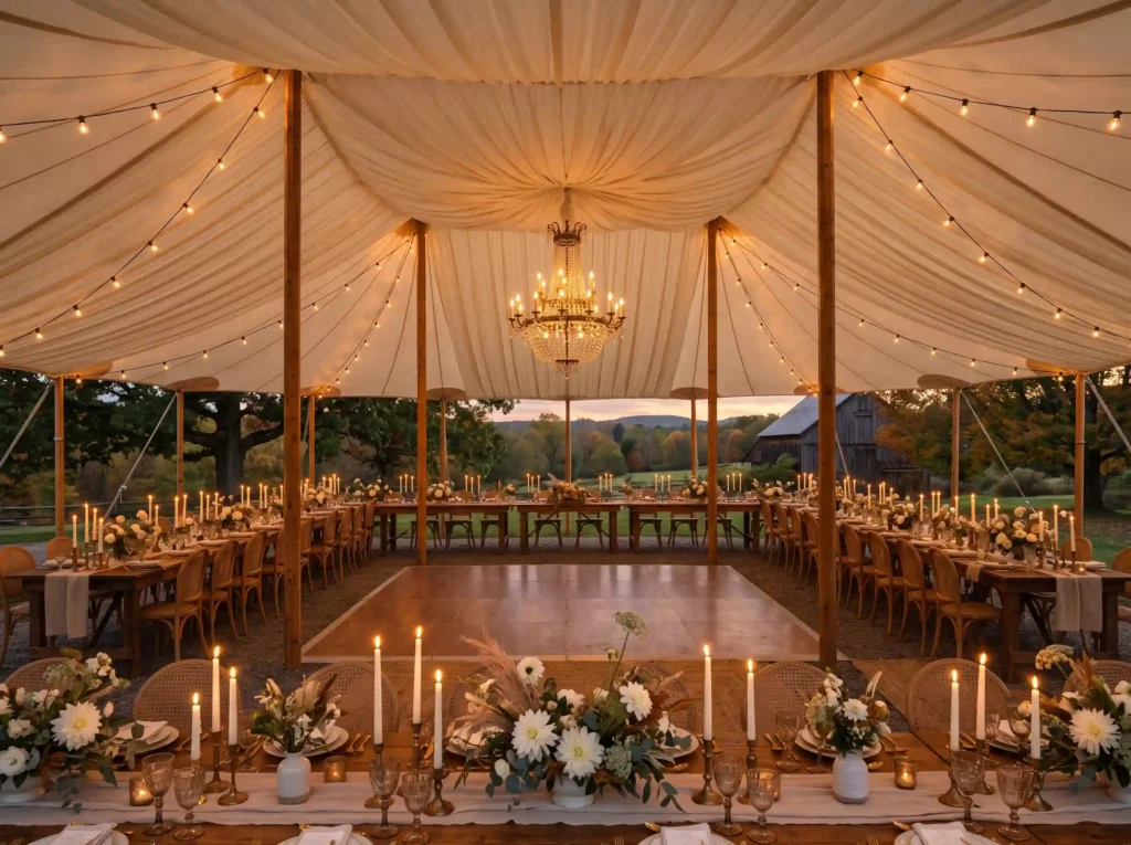 Rustic Candlebeam Tent Inspiration A cozy countr Rustic candlebeam tent reception K