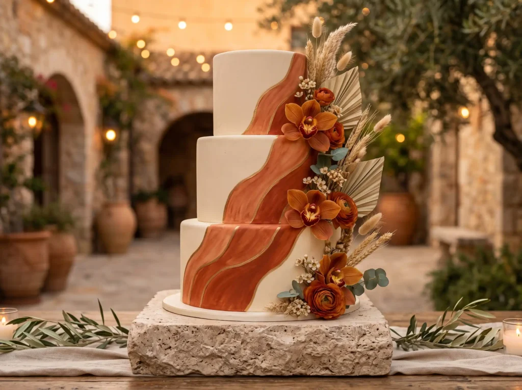 Sculptural Terracotta Wave Inspiration This cake Terracotta wave wedding cake K