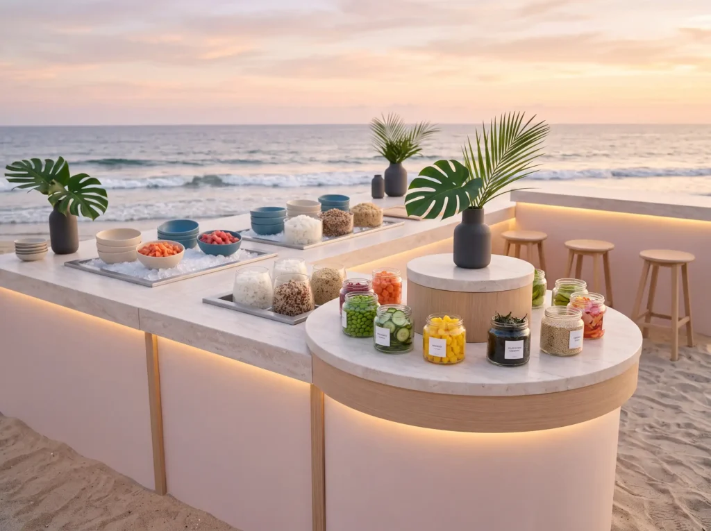 Sunset Poke Bowl Studio Inspiration This modern Minimalist beach poke station K