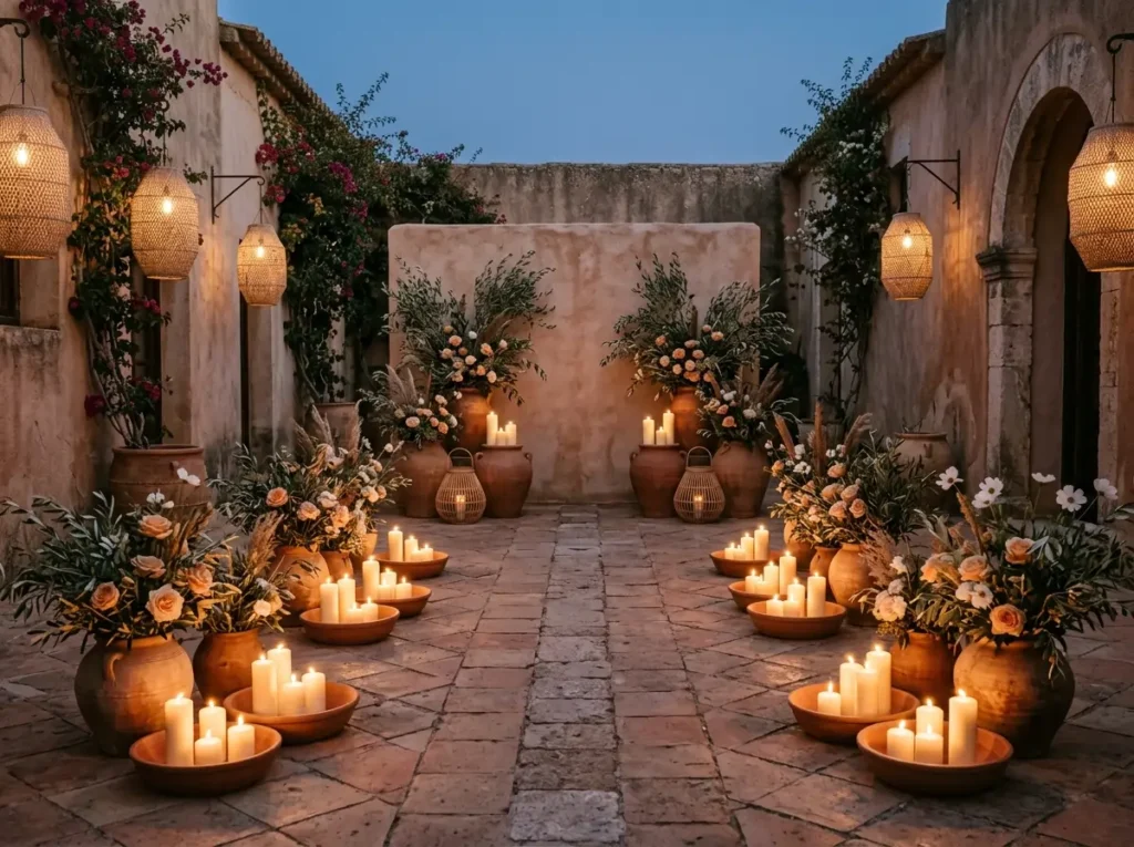 Terracotta Candle Courtyard Inspiration The refe Mediterranean courtyard candleli…