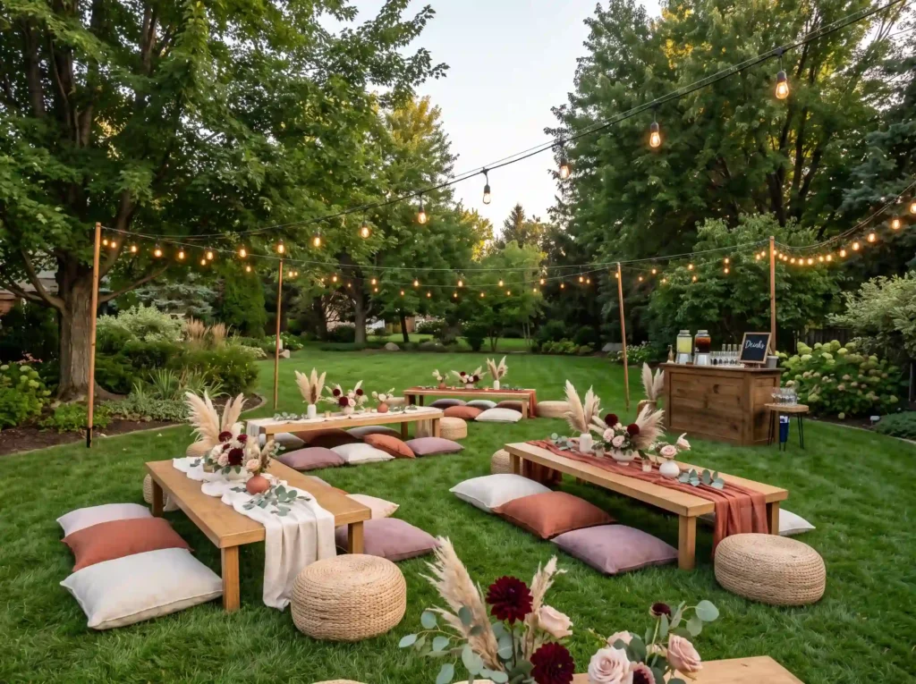 Bohemian Picnic Lounge Inspiration A relaxed rec Bohemian picnic lounge reception K