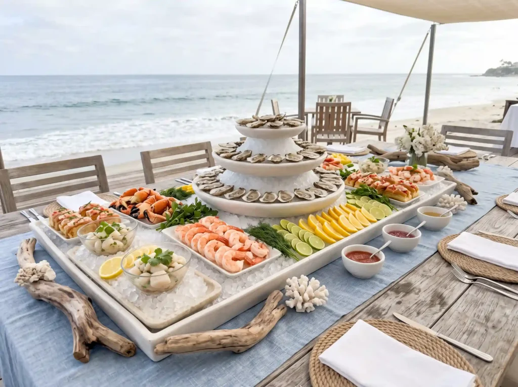 Coastal Raw Bar Celebration Inspiration The refe Coastal raw bar seafood display