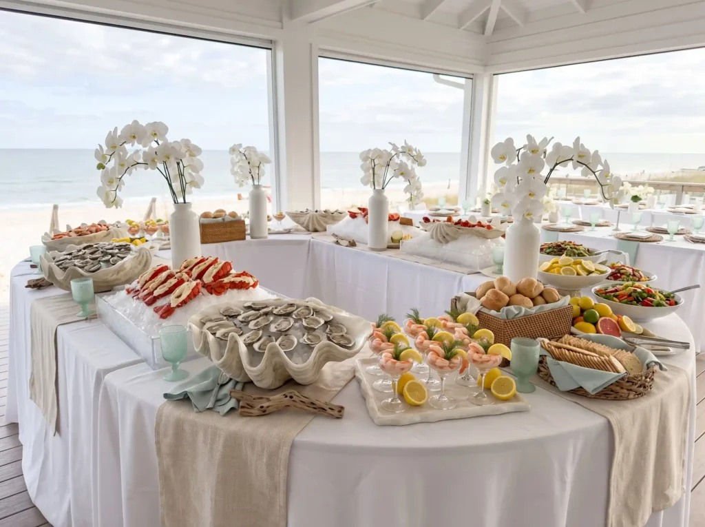 Coastal Seafood Showcase Inspiration Elegant sea Coastal seafood buffet display K