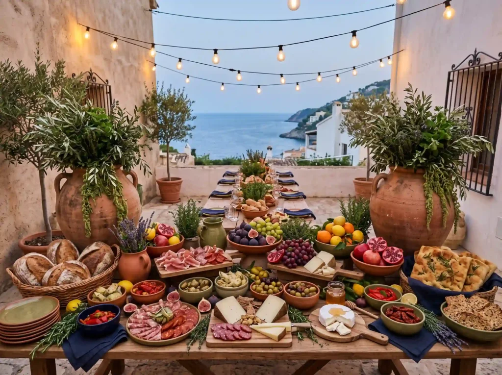 Mediterranean Courtyard Spread Inspiration Inspi Mediterranean charcuterie displa… K