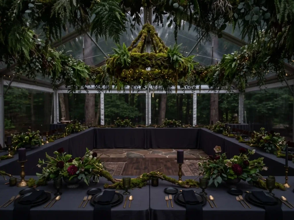 Moody Forest Canopy Reception Inspiration A wood Moody forest canopy reception K
