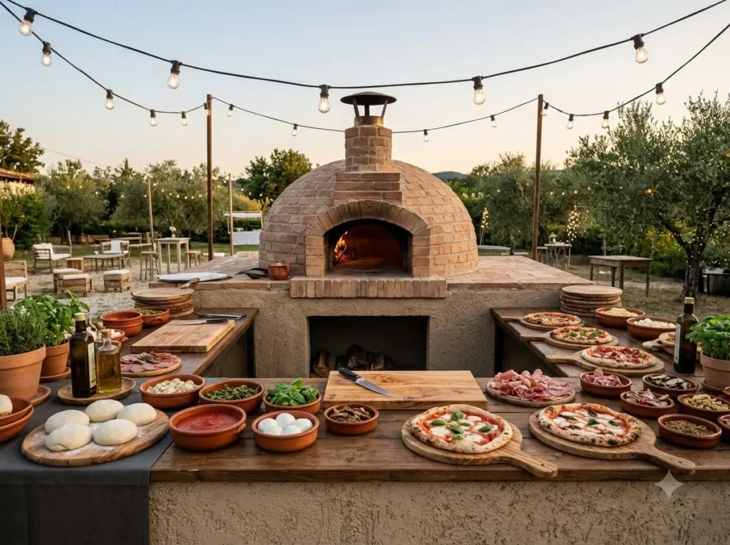 Rustic Pizza Oven Experience Inspiration Bringin Pizza oven station rustic reception