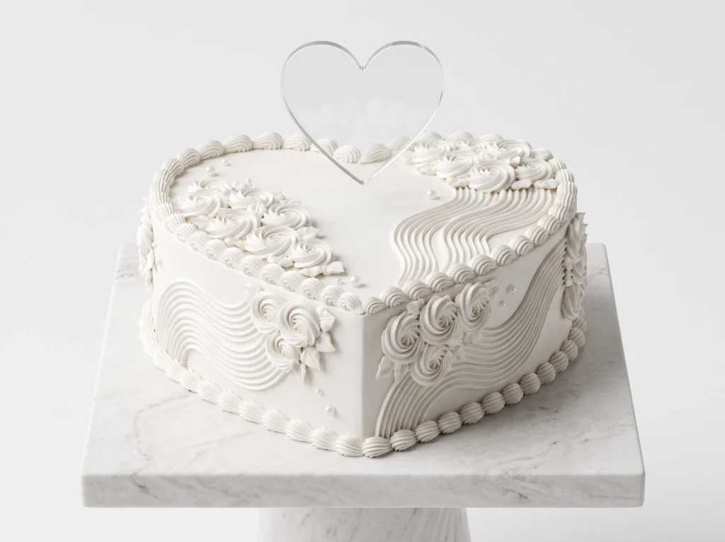 Sculpted White on White Heart Inspiration This d White heart shaped wedding cake K