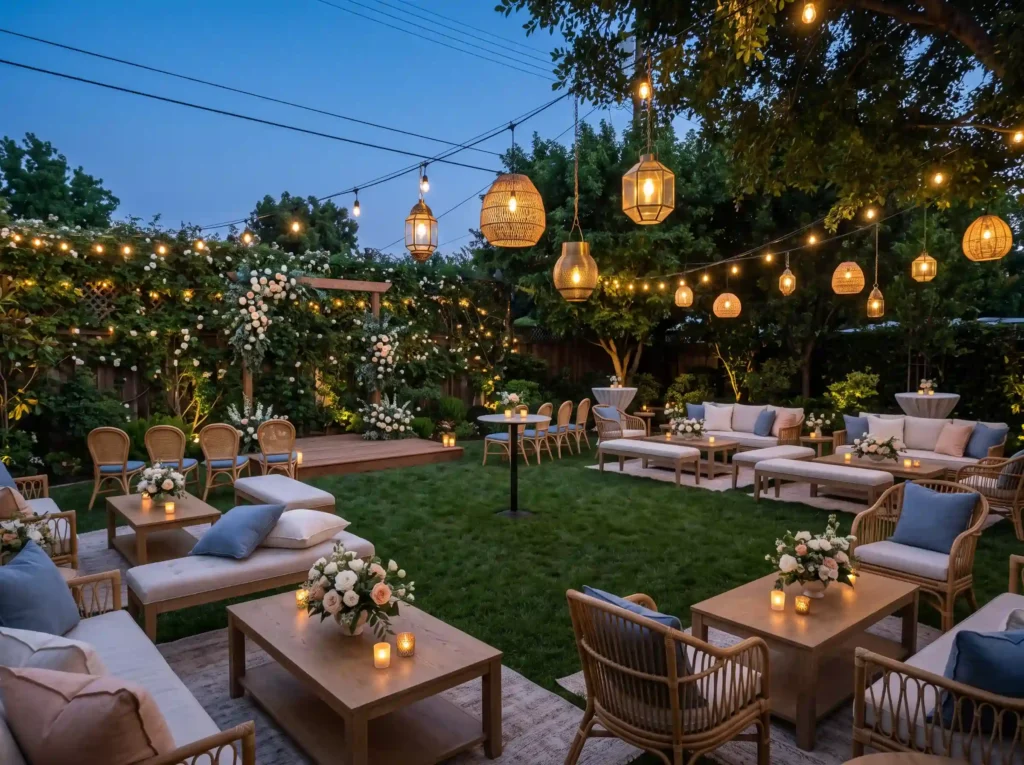 Sunset Lounge Reception Inspiration This layout Backyard wedding lounge receptio… K