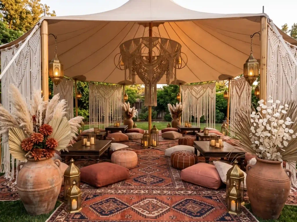 Terracotta Bohemian Tent Lounge Inspiration A ri Bohemian tent lounge reception s…