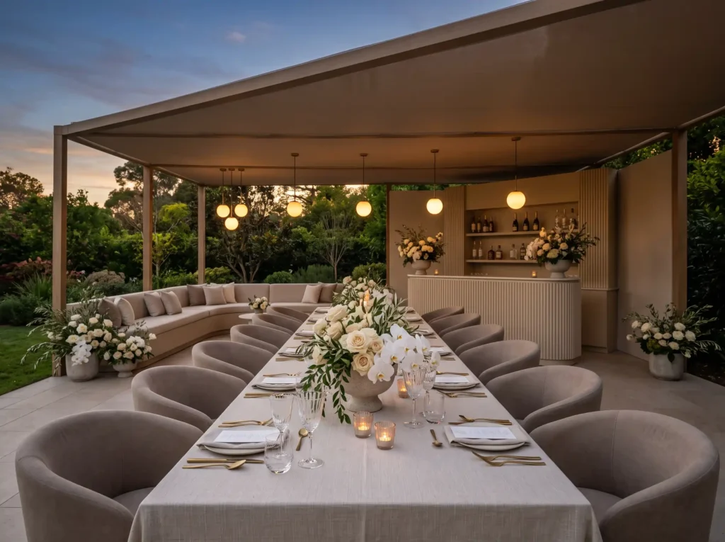 Champagne Garden Supper Inspiration A polished p Luxury backyard supper reception… K