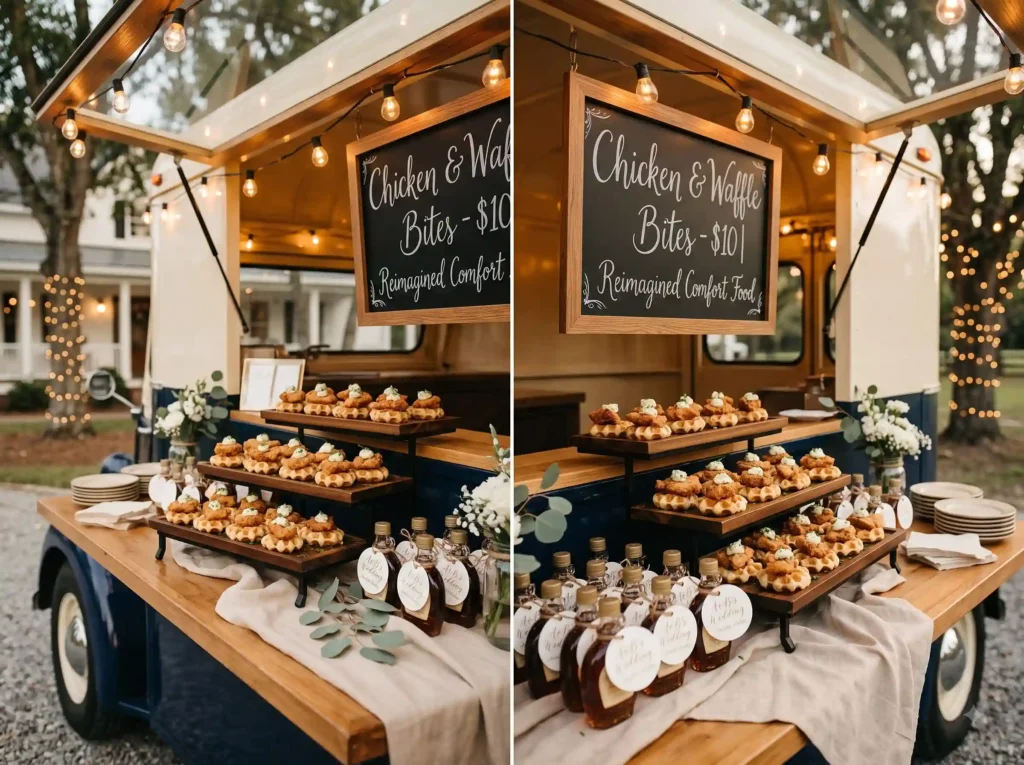 Chicken Waffle Bites Inspiration Sweet and savor Chicken waffle bites wedding rec…