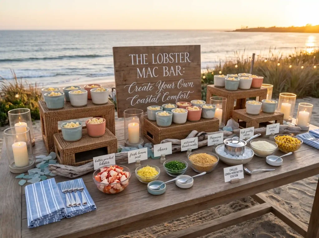 Coastal Lobster Mac Bar Inspiration A refined se Lobster mac and cheese station
