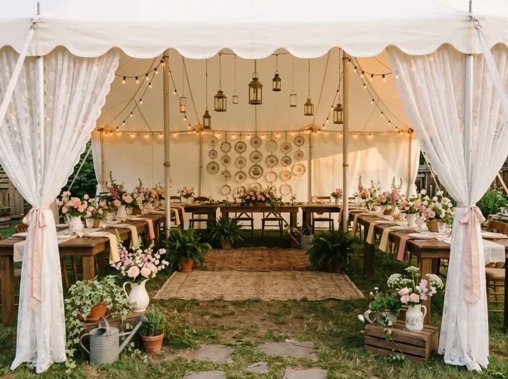 Cottagecore Lace Tent Inspiration This concept c Cottagecore lace tent wedding re…