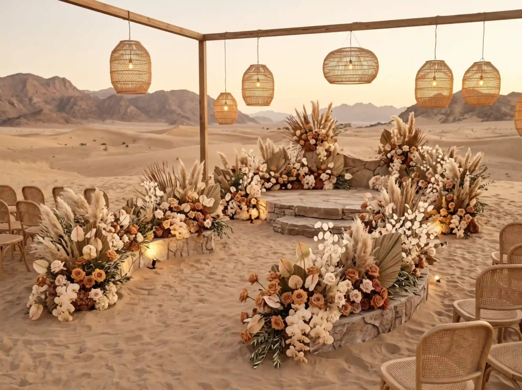 Desert Bloom Oasis Inspiration Inspired by refin Desert wedding ceremony floral s…