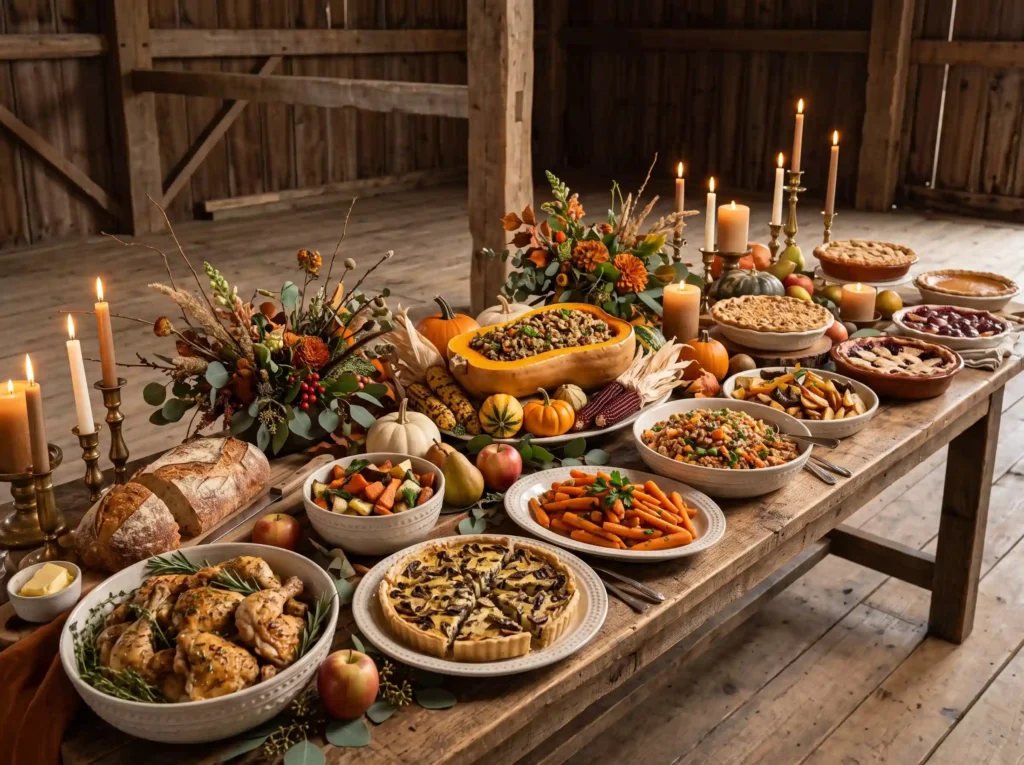 Harvest Supper Food Table Inspiration Seasonal p Autumn harvest buffet table disp…