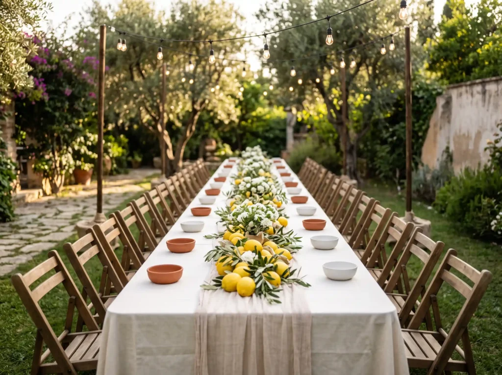 Long Table Lemon Garden Inspiration A single com Long table lemon garden wedding