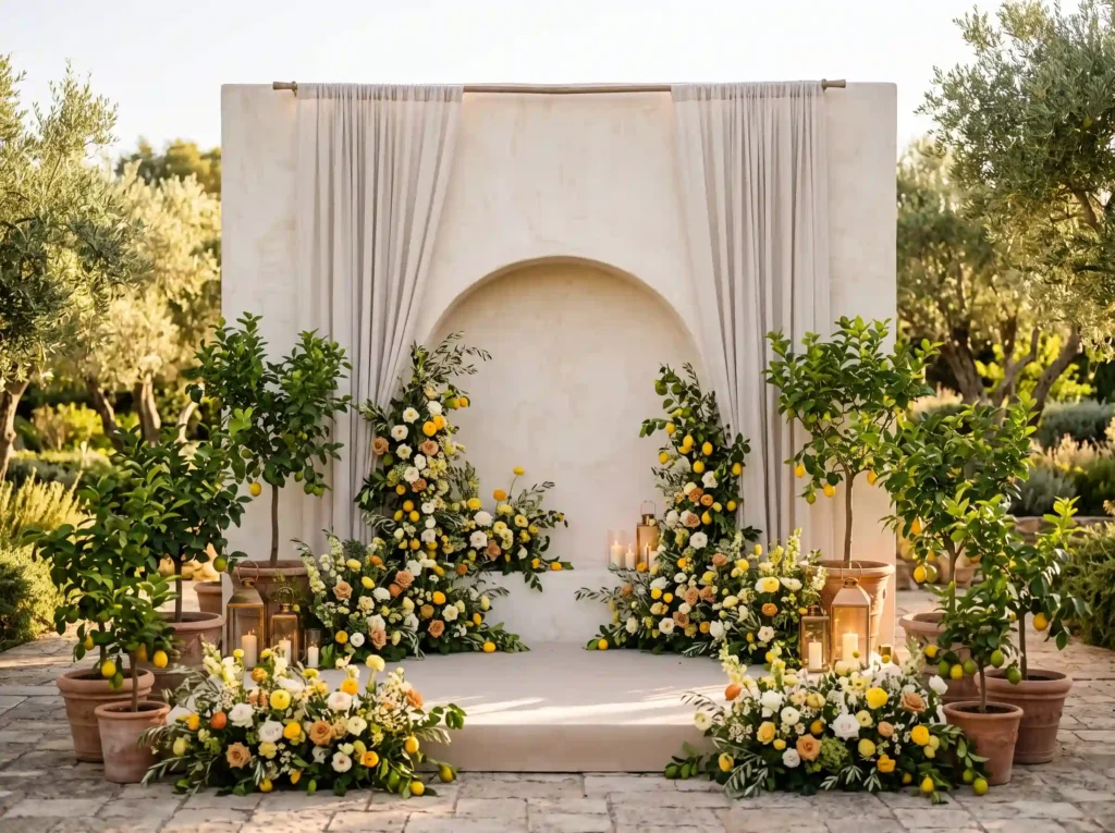 Mediterranean Lemon Grove Backdrop Inspiration A Mediterranean lemon grove ceremo… K