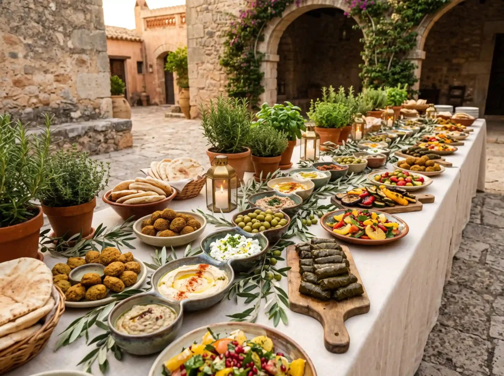 Mediterranean Mezze Buffet Inspiration The outdo Mediterranean mezze buffet spread K