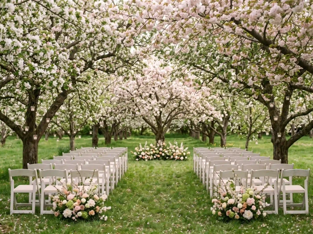 Orchard Blossom Passage Inspiration A romantic o Orchard wedding ceremony beneath… K