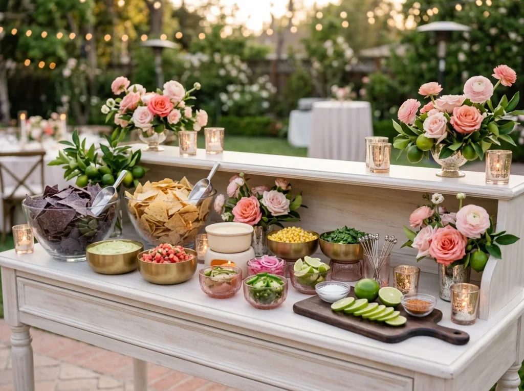 Pink margarita nacho bar display