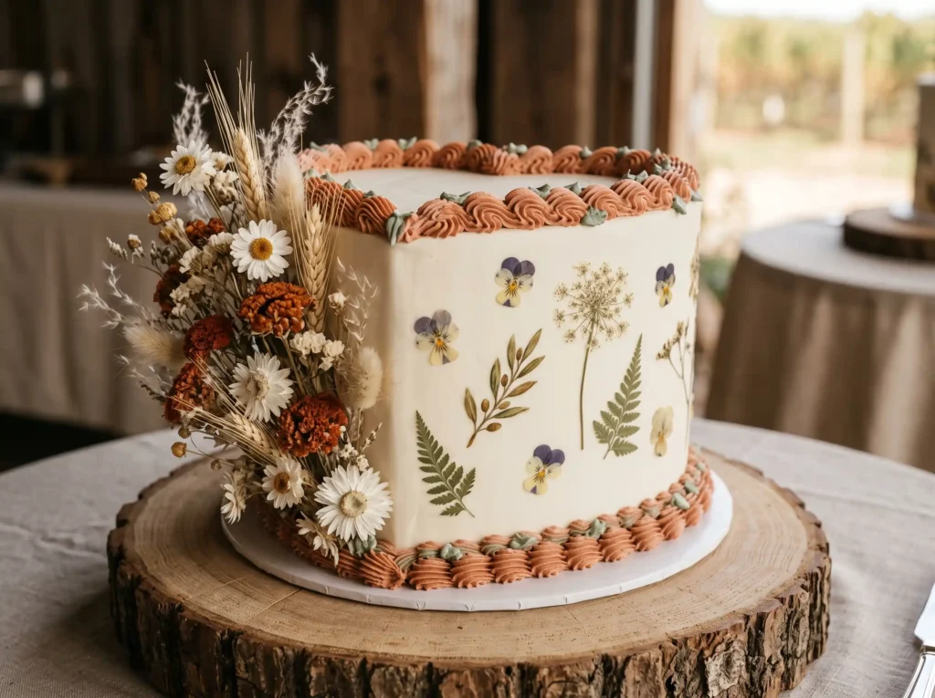 Terracotta Wildflower Heart Inspiration A vintag Terracotta wildflower heart cake K