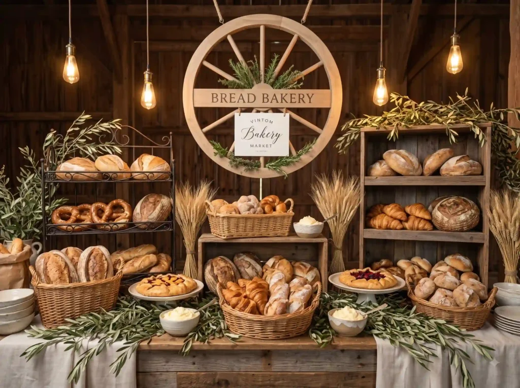 Vintage Bakery Market Display Inspiration A char Bakery wedding buffet display K