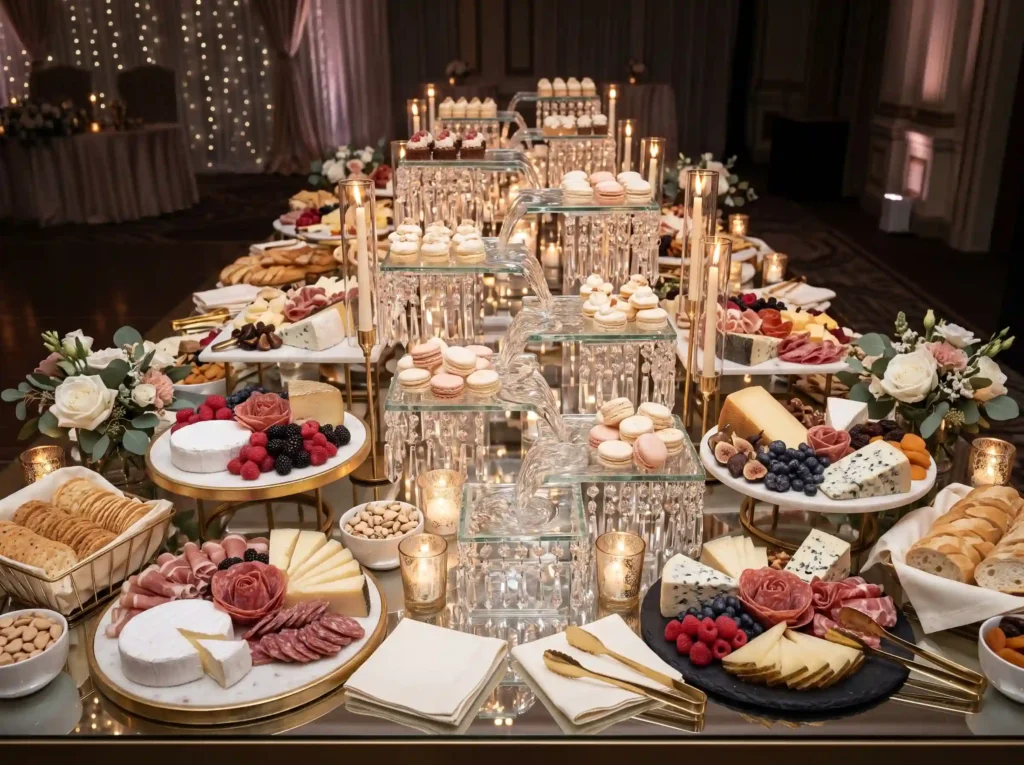 Champagne Cascade Table Inspiration Luxury enter Luxury charcuterie display at re…