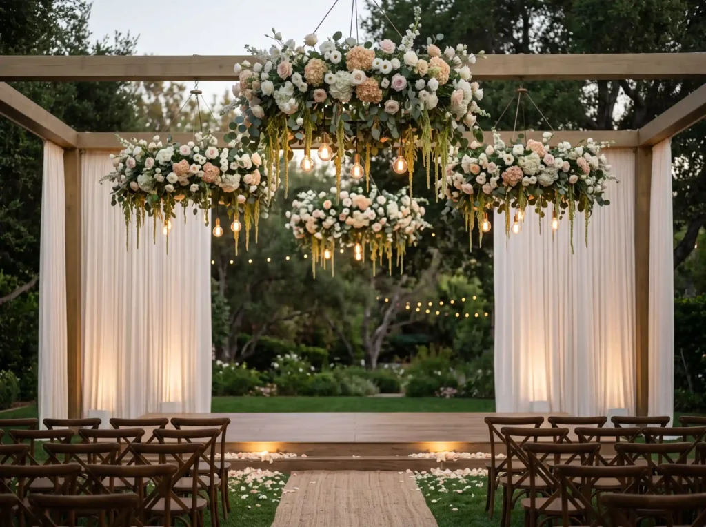 Floating Floral Chandelier Stage Inspiration Tak Floral chandelier ceremony stage… K