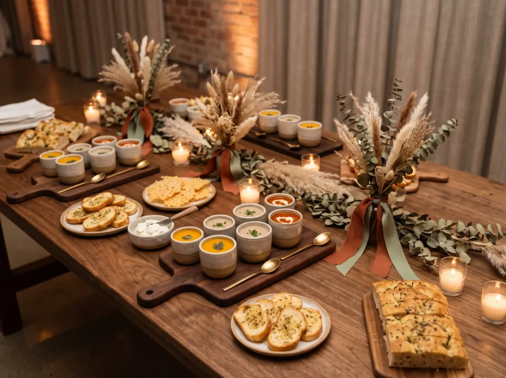 Harvest Soup Shooter Table Inspiration A cozy so Soup station tasting setup display