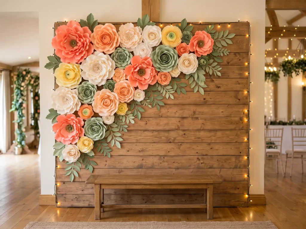 Paper Flower Statement Wall Inspiration Handmade Paper flower wall installation K
