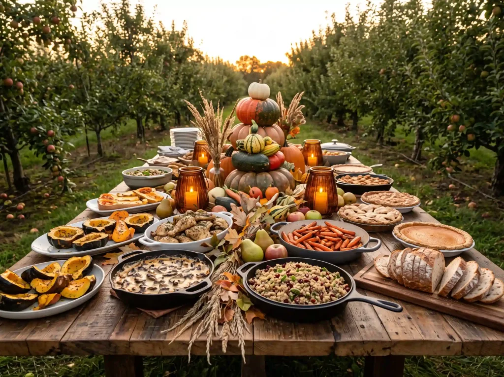 Rustic Harvest Buffet Inspiration The natural ou Rustic harvest buffet setup K
