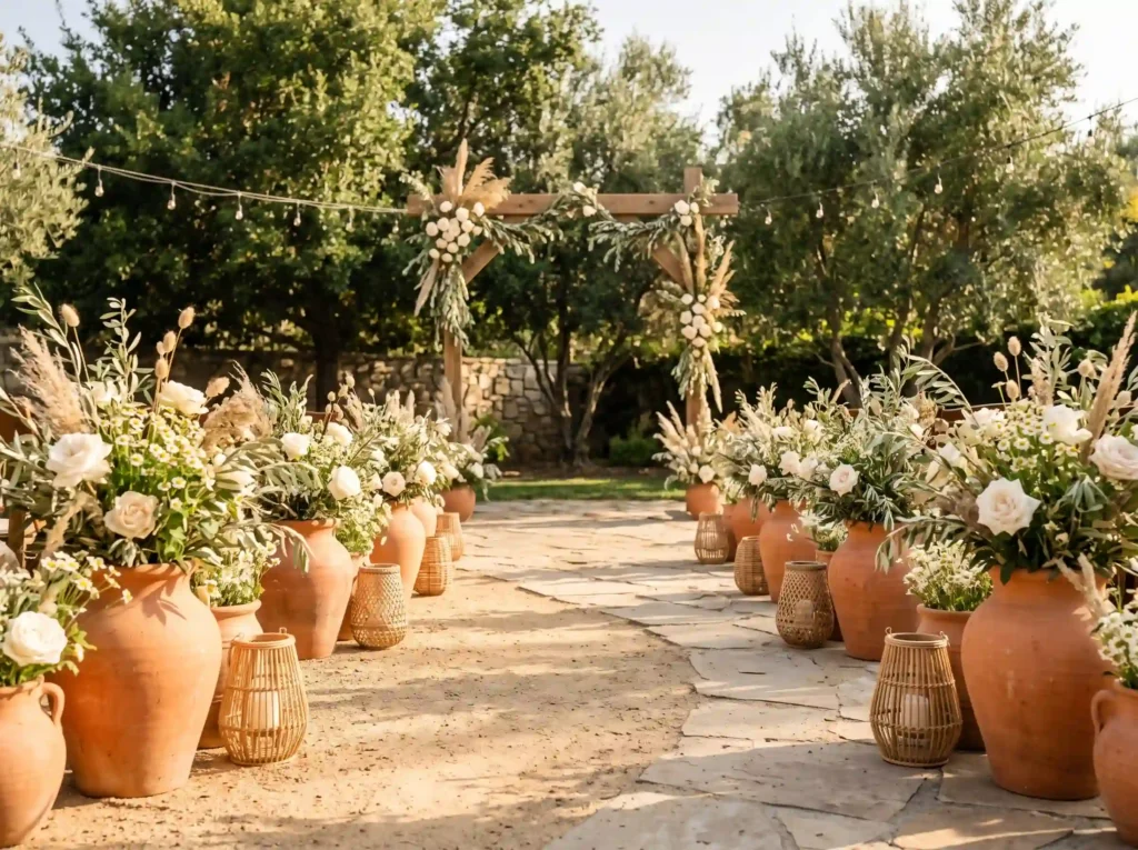 Terracotta Garden Path Inspiration Mediterranean Terracotta garden path wedding a…