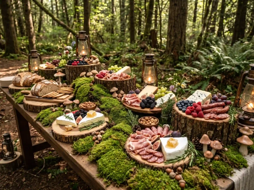 Woodland Forest Feast Inspiration Enchanted wood Woodland wedding grazing table K
