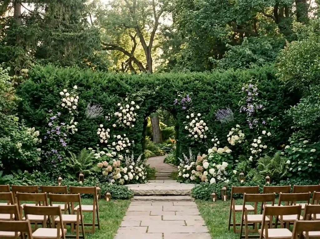 Secret garden hedge backdrop cer…
