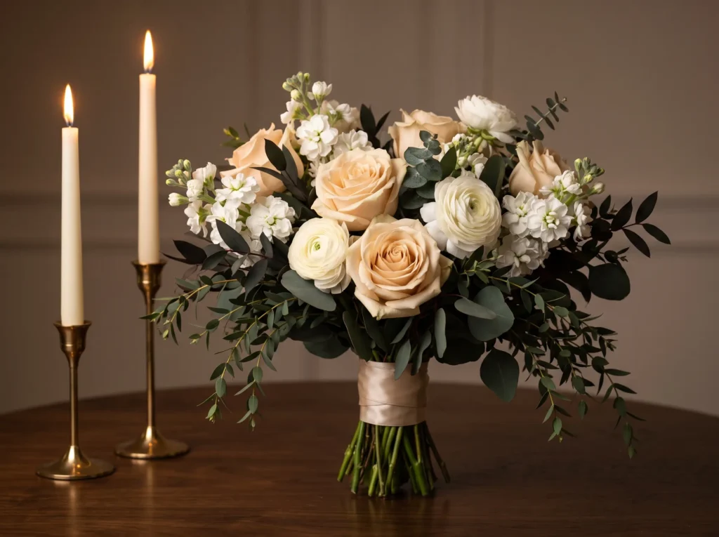 Champagne Candlelight Bouquet Inspiration Create Bridal bouquet with candles on